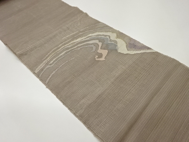 JAPANESE NAGOYA OBI FOR SUMMER / TSUMUGI / WOVEN ABSTRACT